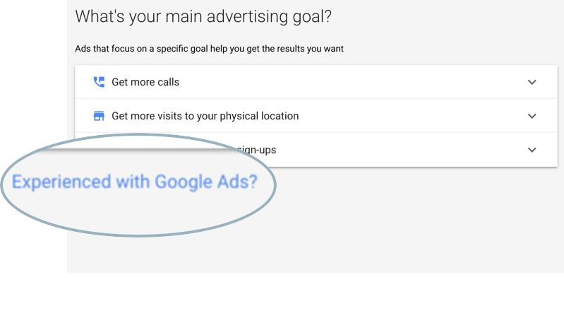 Google Ads new account sign up - Step 2